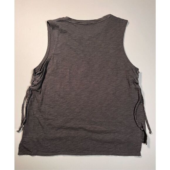 Lucky Brand KISS Band Tank Glitter Lettering Star Tank Side Tie Grey Size Large - Picture 5 of 10